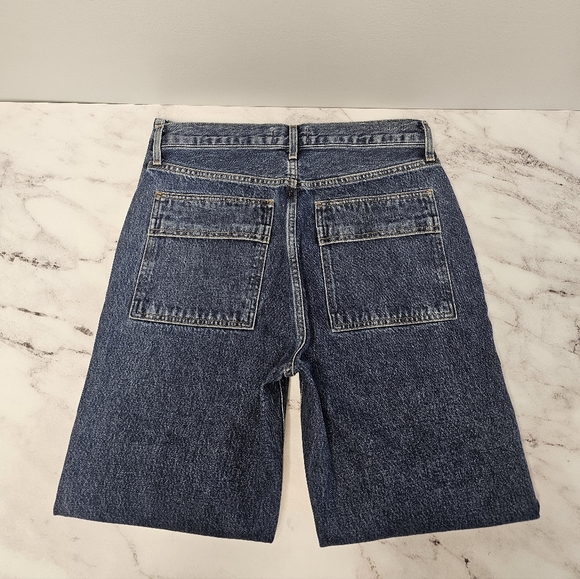 AGOLDE Cooper High Rise Cargo Relaxed Straight Leg Dark Blue Jeans 27 Preowned - Picture 7 of 10